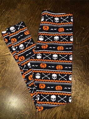 Black & Orange Halloween Skull Pumpkin Leggings